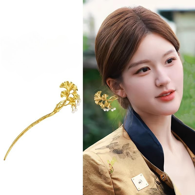 1PC Elegant Golden Ginkgo Leaf - Hanbok Hair Pin recension och pris